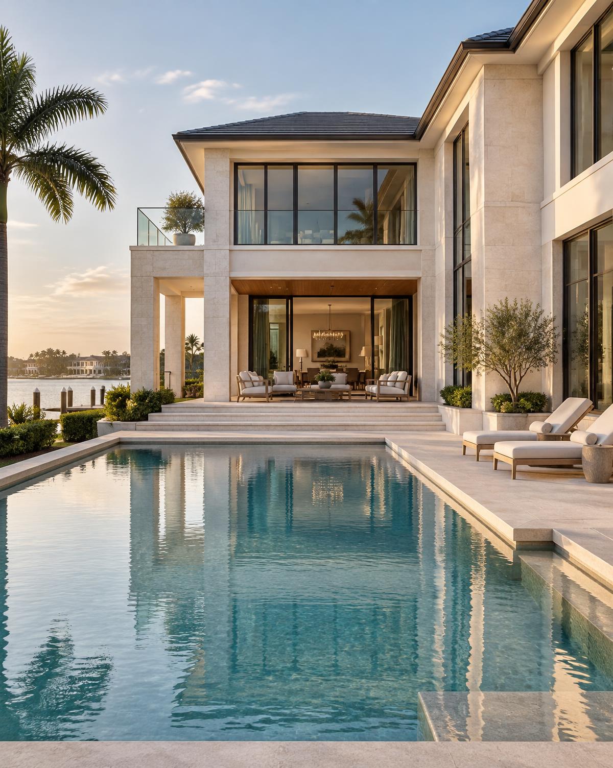 Refined South Florida waterfront residence and pool
